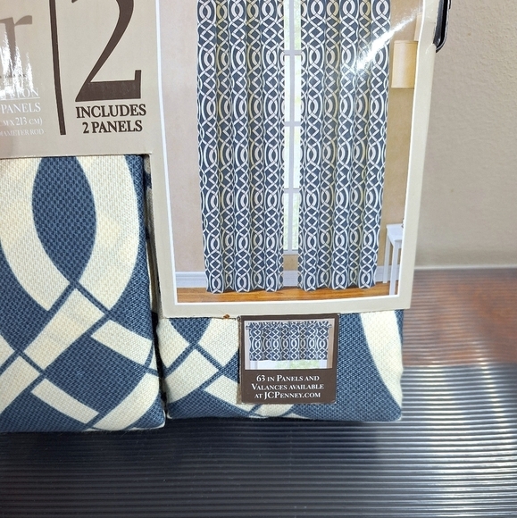 2 Rod Pocket Panels Trellis Style Sutton Ink Curtain Perfect Pair 40" X 84" - Picture 11 of 12